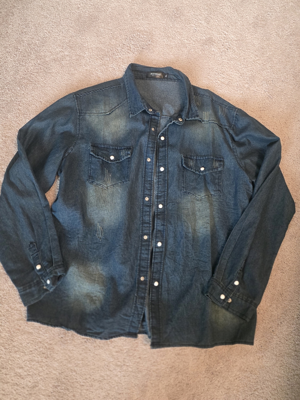 Slim Arizona Jean Company Washed Blue Denim Shirt Jacket